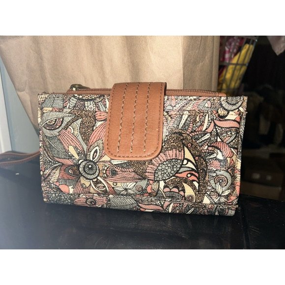 SAKROOTS Olympic Smartphone Crossbody Purse Bag Wristlet Sienna Brown - Picture 1 of 7